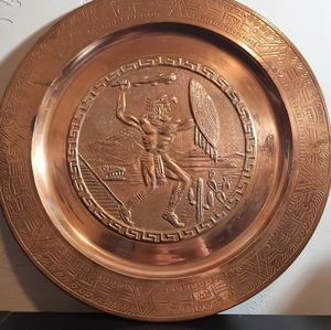 Copper Aztec Warrior Eagle Decorative Plate